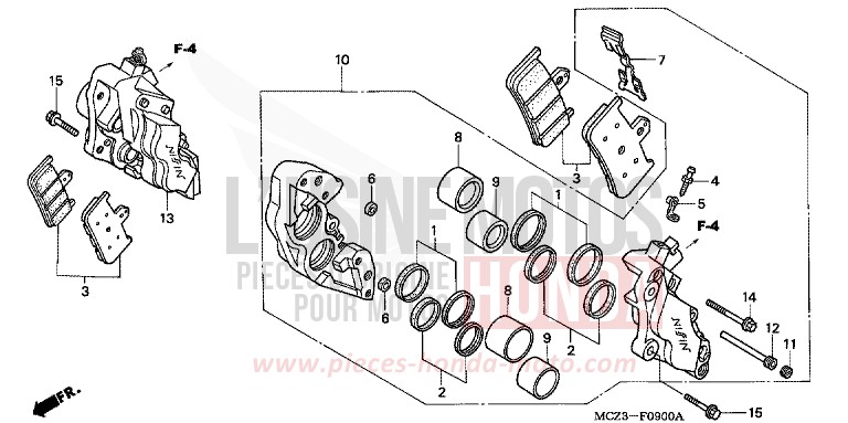 ETRIER DE FREIN AVANT de Hornet 900 DEGITAL SILVER METALLIC (NHA30) 2007